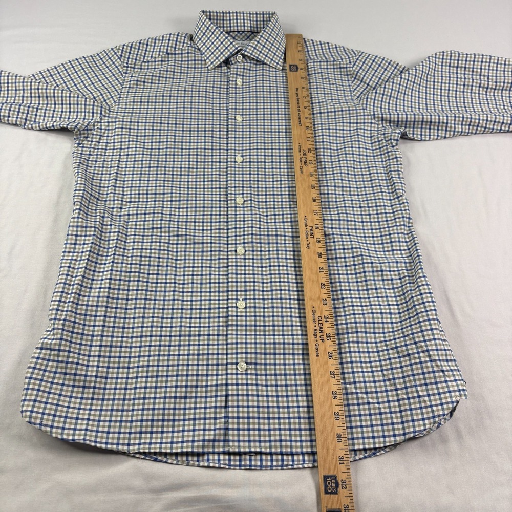 Eton Shirt Mens Medium Plaid Contemporary Button Up Cotton Linen Blend - Picture 5 of 9